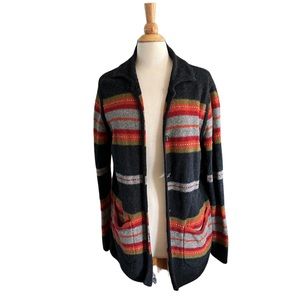 Bold 100% Lambswool Orange Green Artsy Cardigan